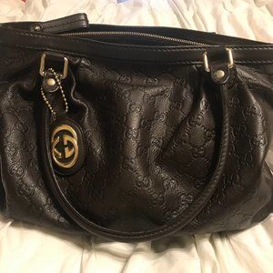 Vintage Gucci Hobo Handbag - Dark Brown Leather
